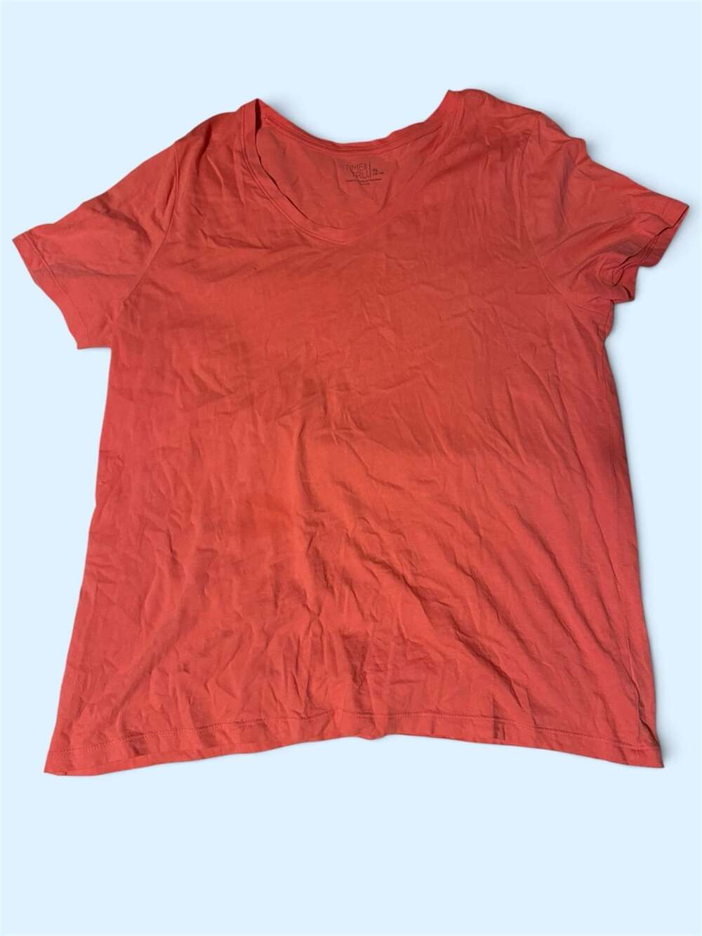 Time and Tru Coral Pink V-Neck T-Shirt Size XL